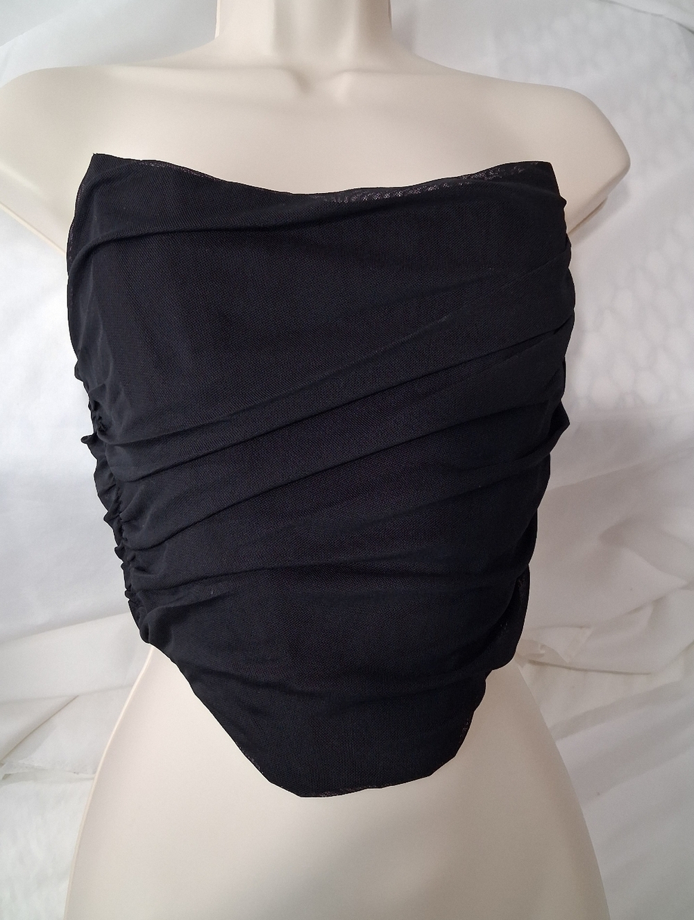 Strapless Black Ruched Tube Top